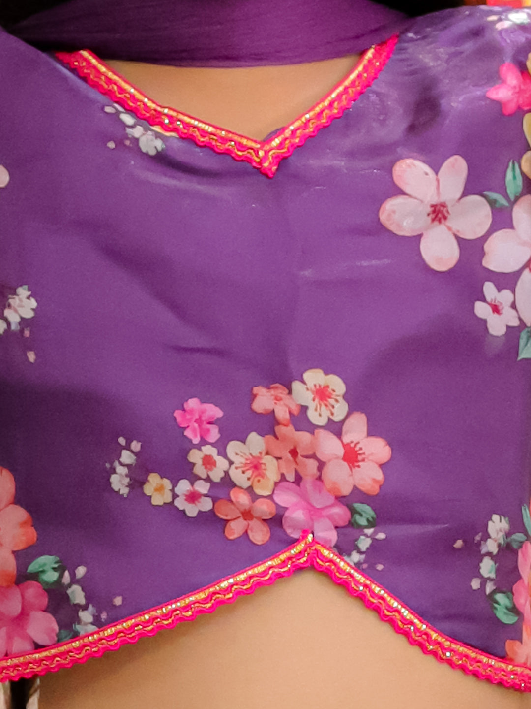 Organza Lehenga Choli Set for Girls - Purple | BS25LC12PUA | DesiQlo
