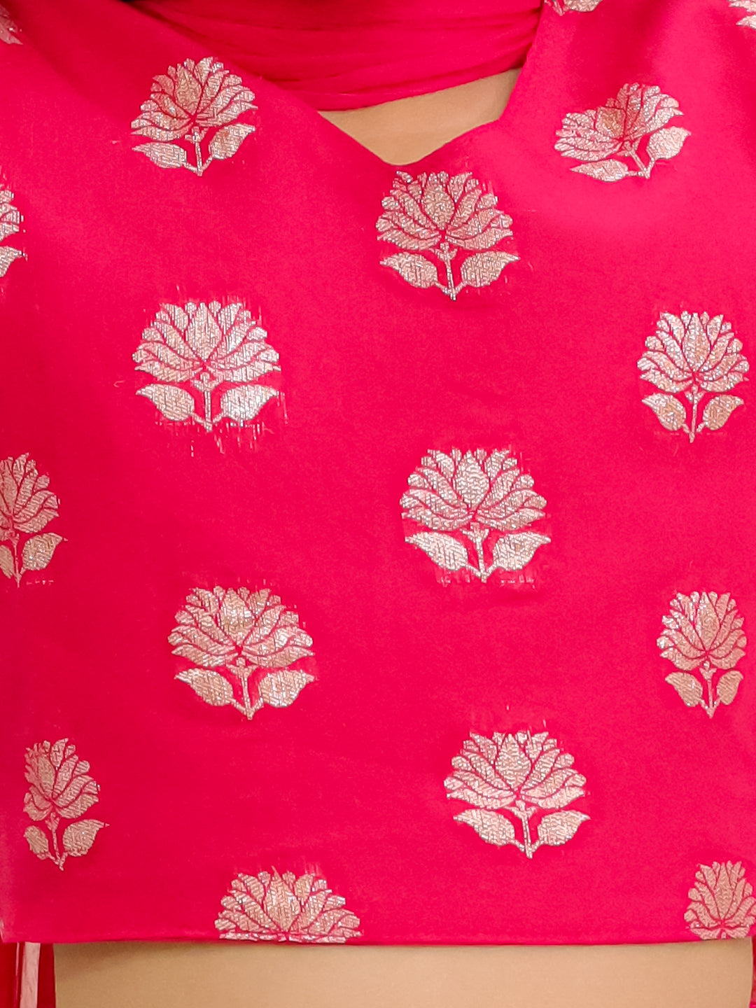 Chanderi Ethnic Suit Set for Girls - Pink | BS25LC13PIA | DesiQlo