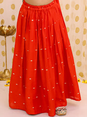 Chanderi Ethnic Suit Set for Girls - Rust | BS25LC13RUA