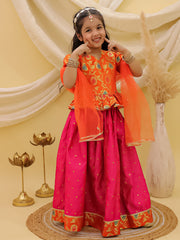 Lehenga Choli Set for Girls - Orange | BS25LC14ORA