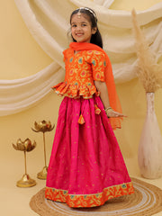 Lehenga Choli Set for Girls - Orange | BS25LC14ORA