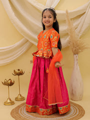 Lehenga Choli Set for Girls - Orange | BS25LC14ORA