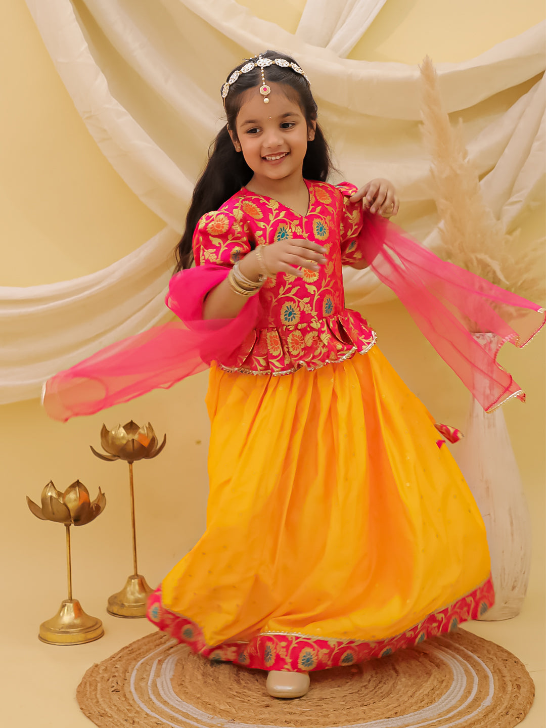 Lehenga Choli Set for Girls - Pink | BS25LC14PIA