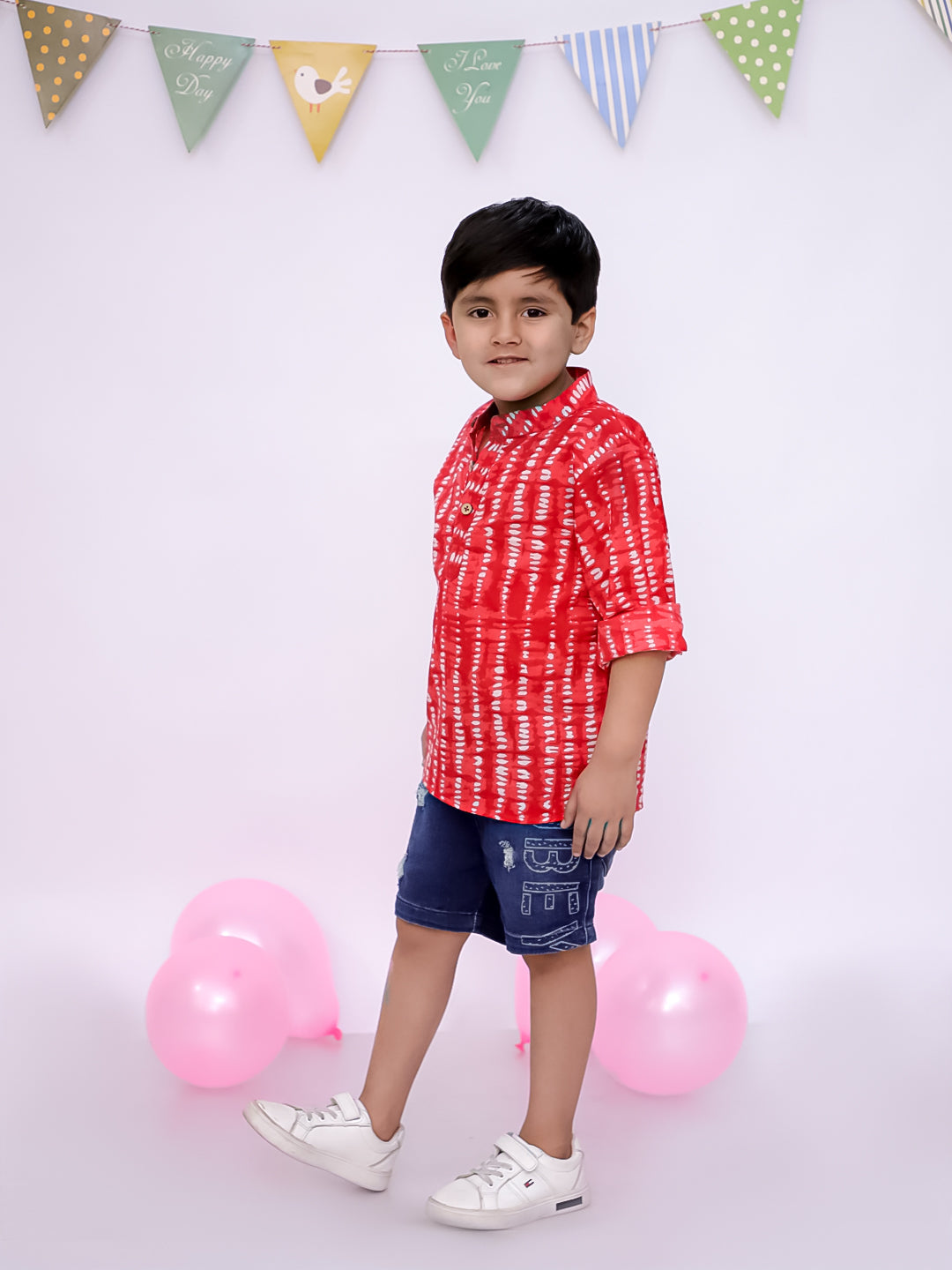 Short Kurta for Boys - Red | BS25SK01RDA | DesiQlo
