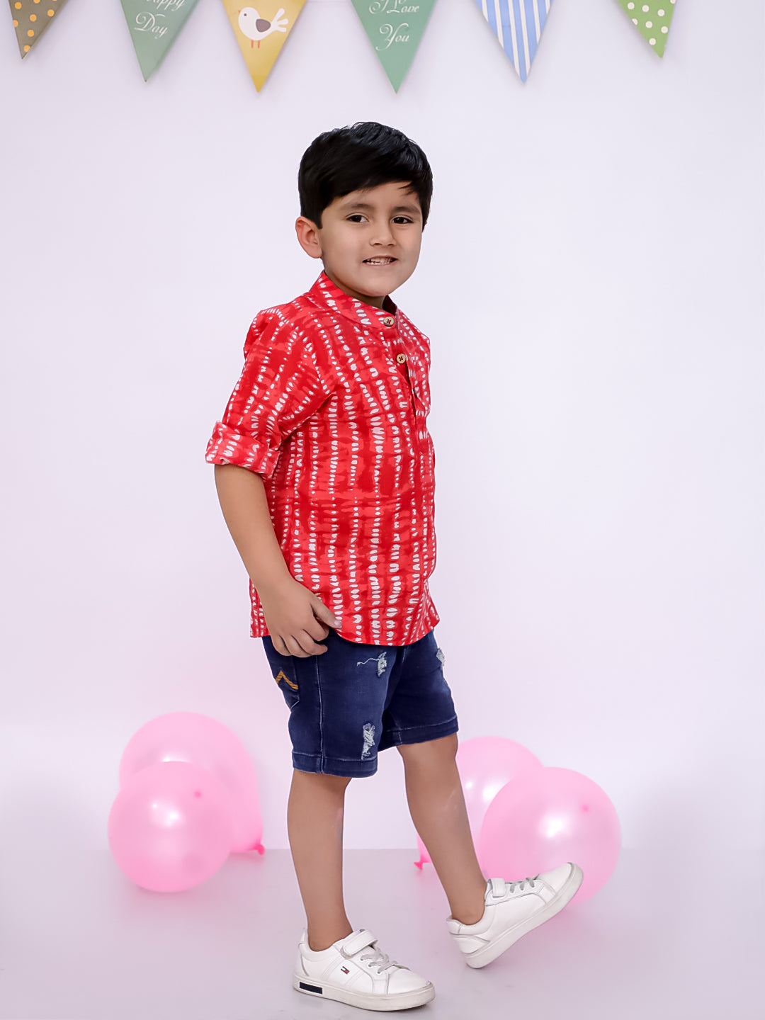 Short Kurta for Boys - Red | BS25SK01RDA | DesiQlo