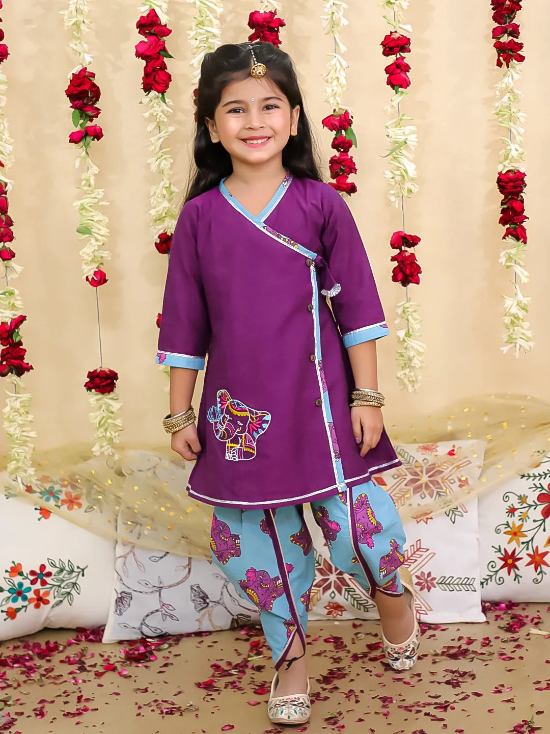 Ethnic Suit Set for Girls - Red | BS25SU02PUA | DesiQlo