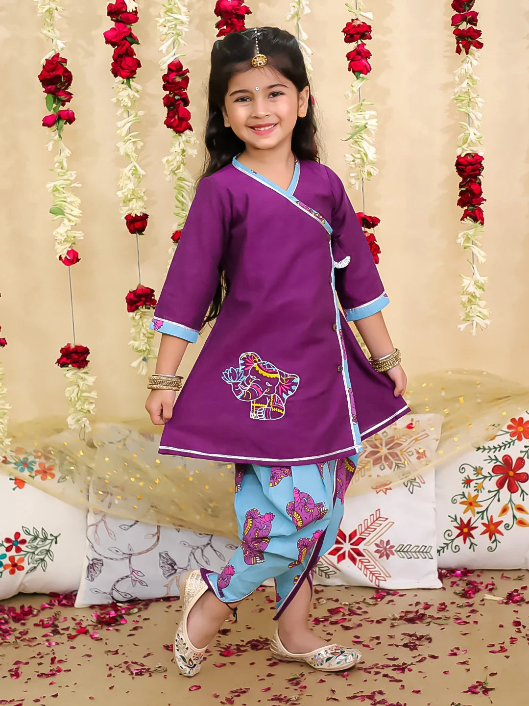 Ethnic Suit Set for Girls - Red | BS25SU02PUA | DesiQlo