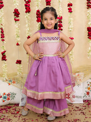 Silk Ethnic Suit Set for Girls - Lilac | BS25SU07LCA