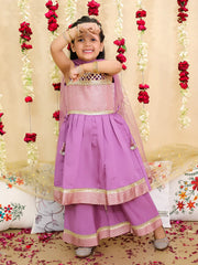 Silk Ethnic Suit Set for Girls - Lilac | BS25SU07LCA