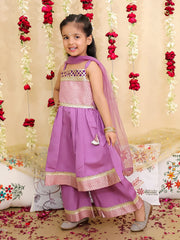 Silk Ethnic Suit Set for Girls - Lilac | BS25SU07LCA