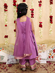 Silk Ethnic Suit Set for Girls - Lilac | BS25SU07LCA