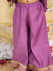 Silk Ethnic Suit Set for Girls - Lilac | BS25SU07LCA