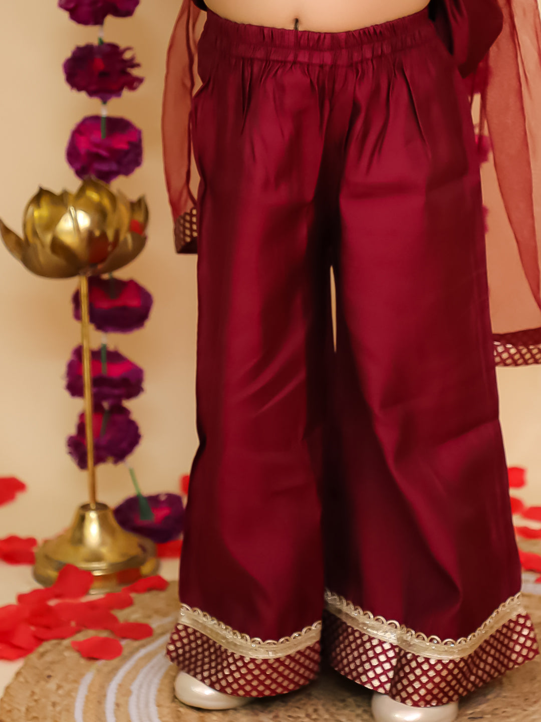 Silk Ethnic Suit Set for Girls - Maroon | BS25SU07MRA | DesiQlo