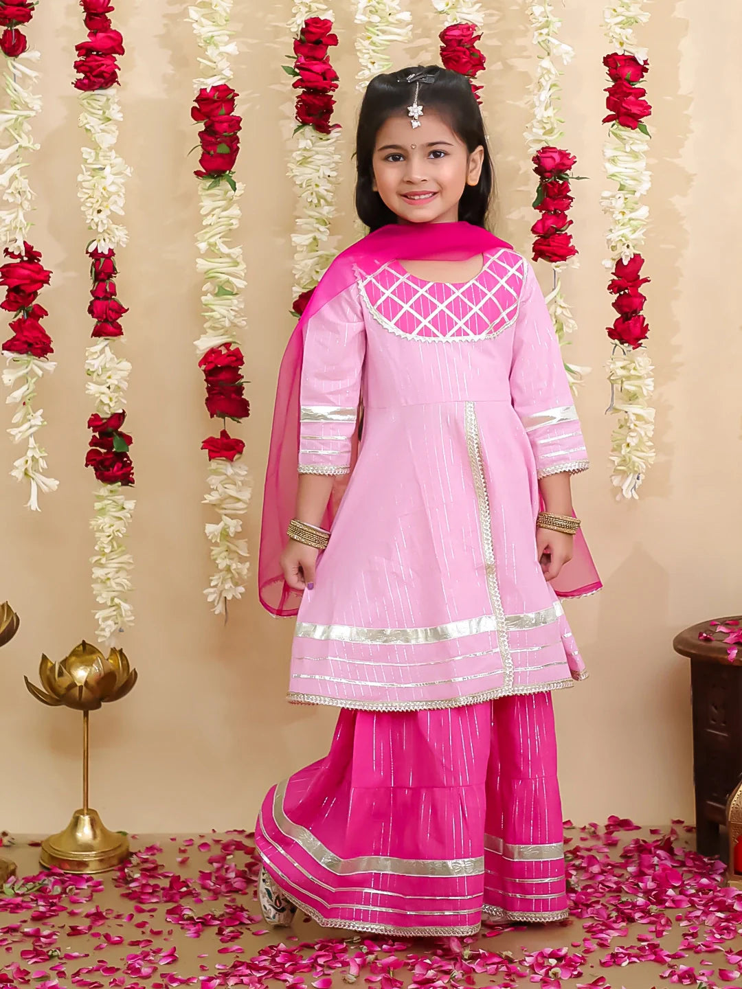 Ethnic Suit Set for Girls - Pink | BS25SU14PIA | DesiQlo