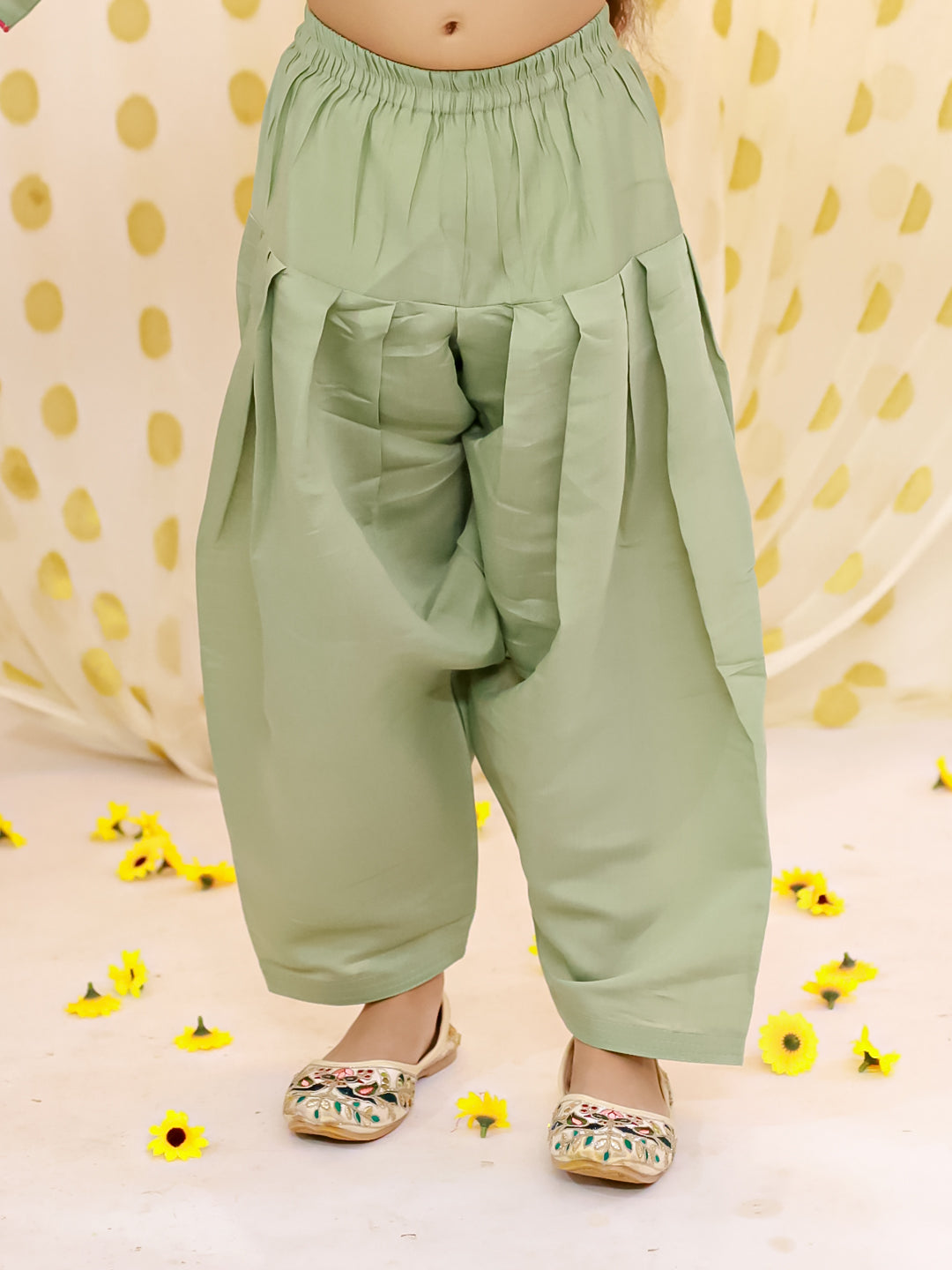 Silk Blend Ethnic Suit Set for Girls - Green | BS25SU19GRA | DesiQlo