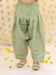 Silk Blend Ethnic Suit Set for Girls - Green | BS25SU19GRA