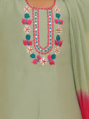 Silk Blend Ethnic Suit Set for Girls - Green | BS25SU19GRA