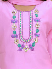 Silk Blend Ethnic Suit Set for Girls - Pink | BS25SU19PIA