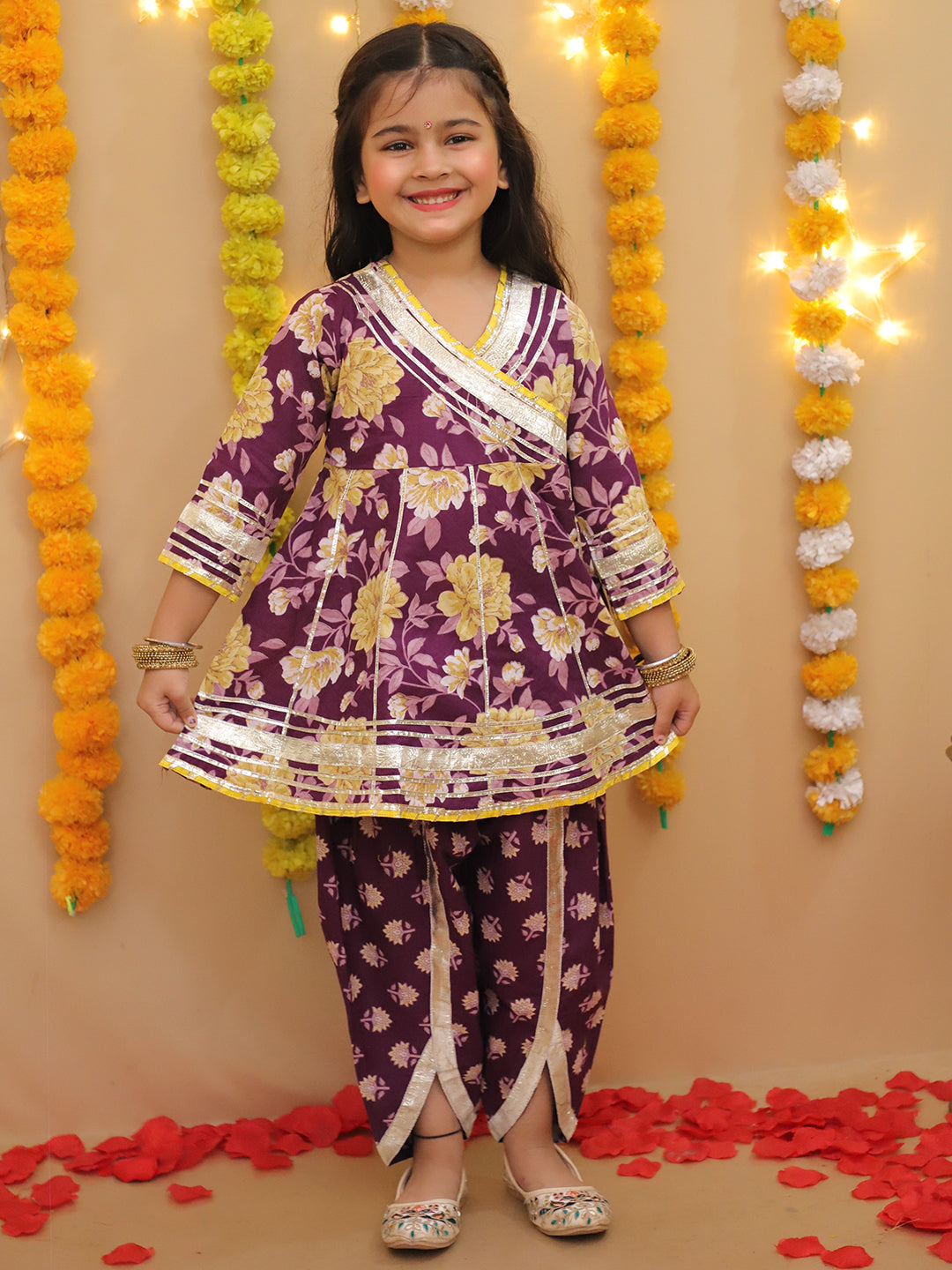 Ethnic Suit Set for Girls - Purple | BS25SU21PUA | DesiQlo