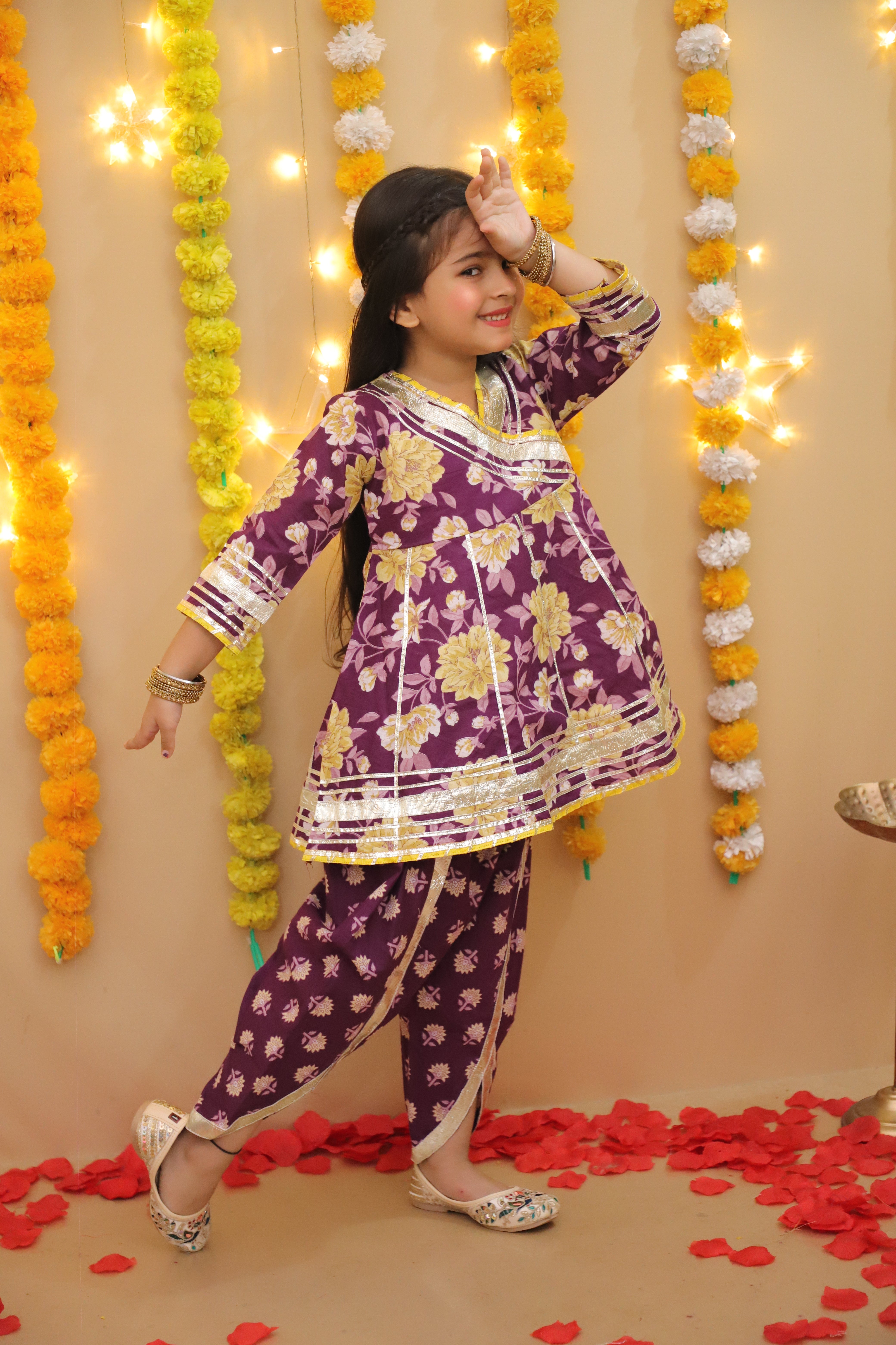 Ethnic Suit Set for Girls - Purple | BS25SU21PUA | DesiQlo