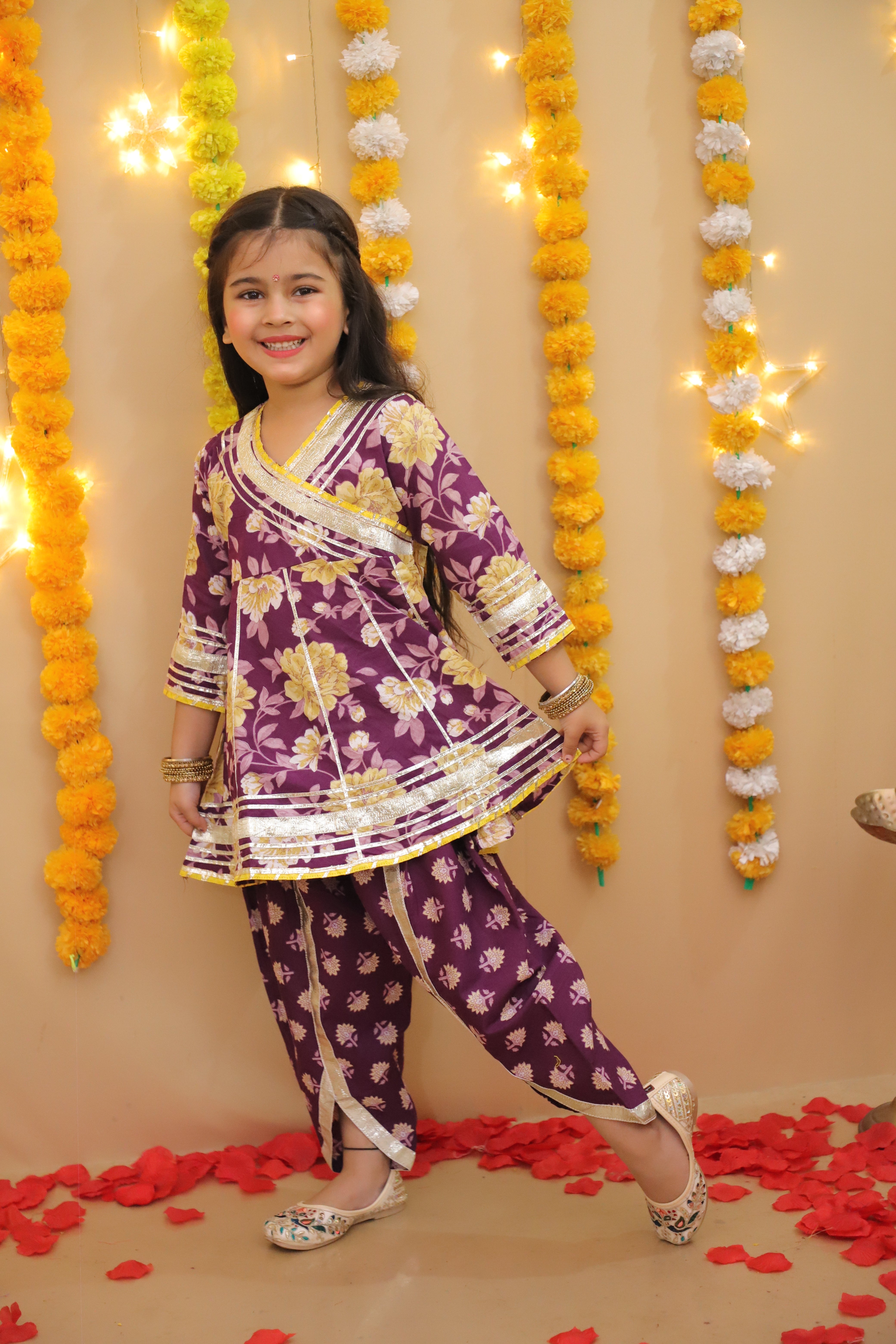 Ethnic Suit Set for Girls - Purple | BS25SU21PUA | DesiQlo