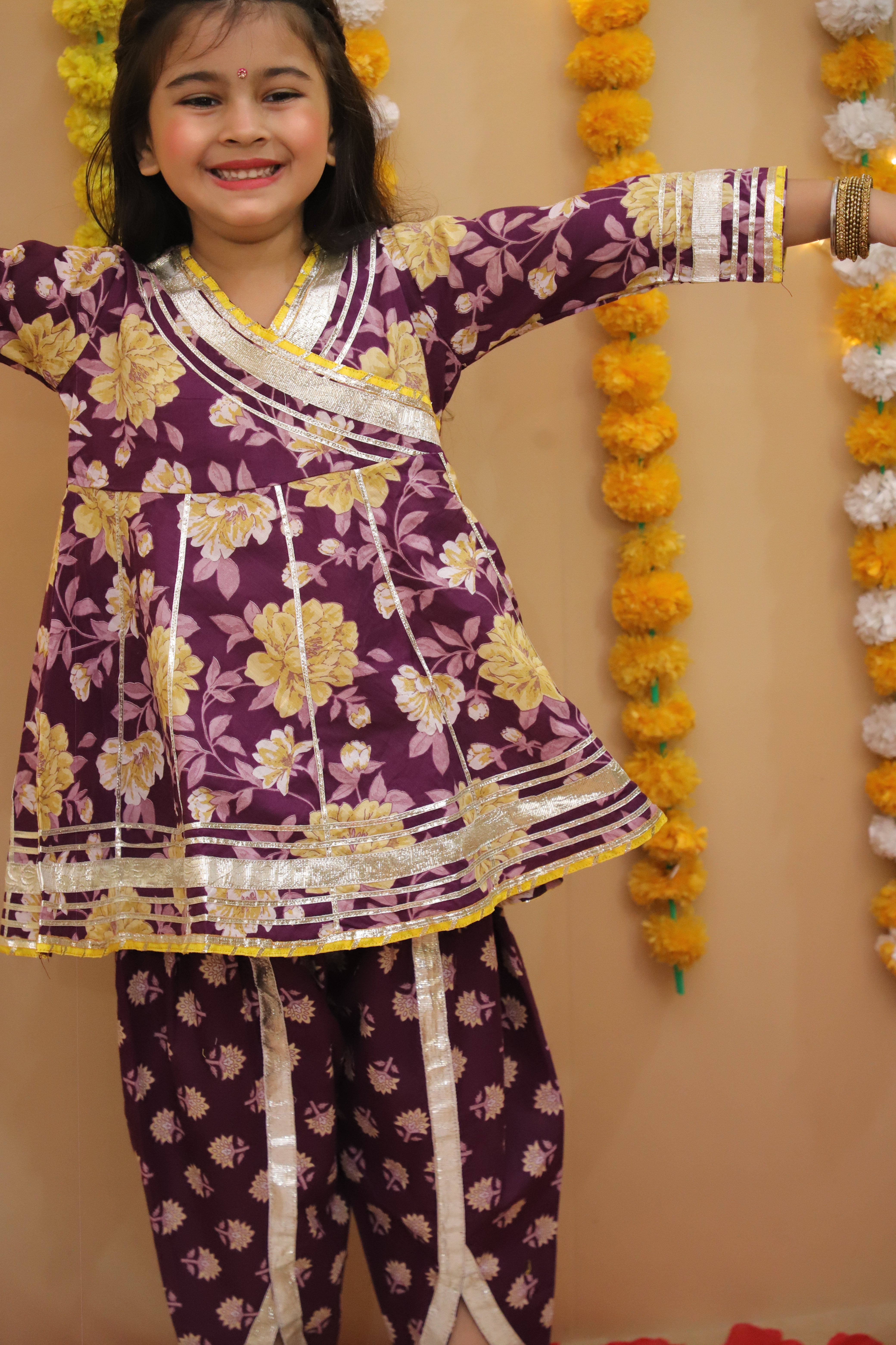 Ethnic Suit Set for Girls - Purple | BS25SU21PUA | DesiQlo