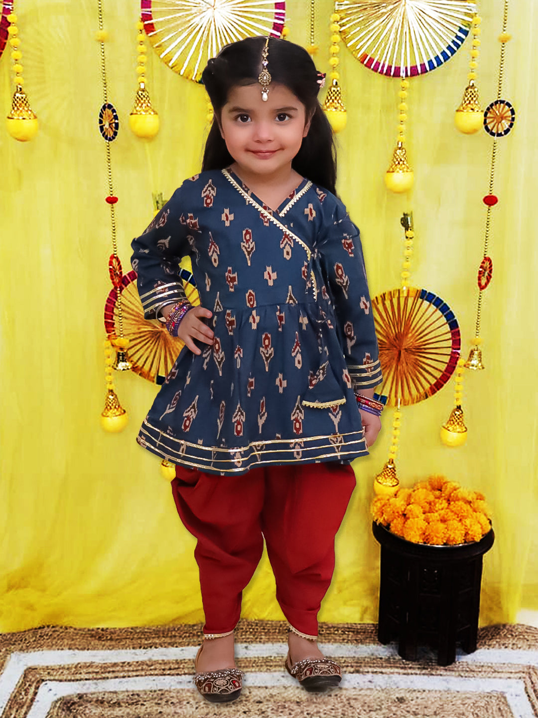 Ethnic Suit Set for Girls - Red | BS25SU22RDA | DesiQlo
