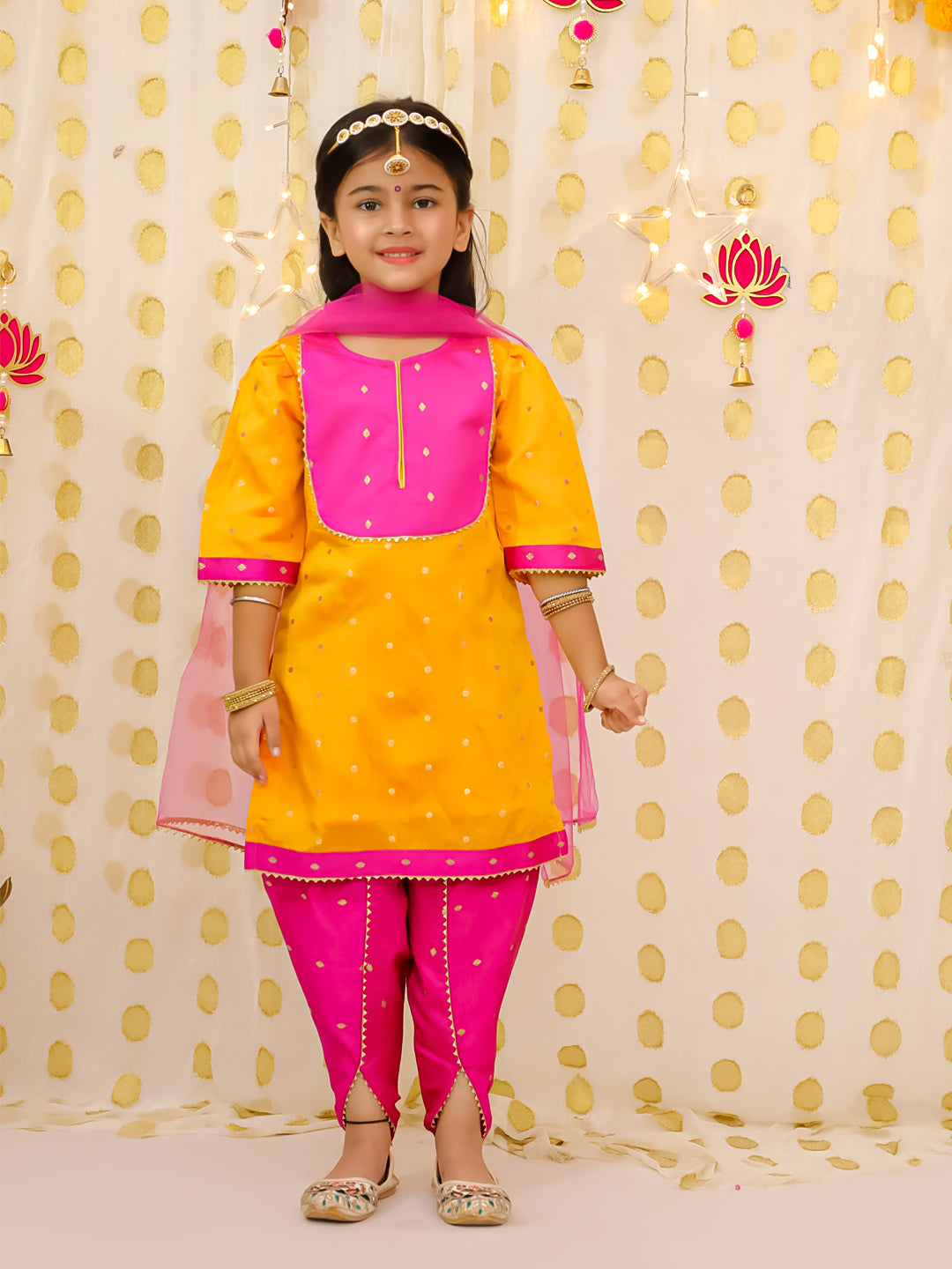 Cotton Ethnic Suit Set for Girls - Orange | BS25SU23ORA