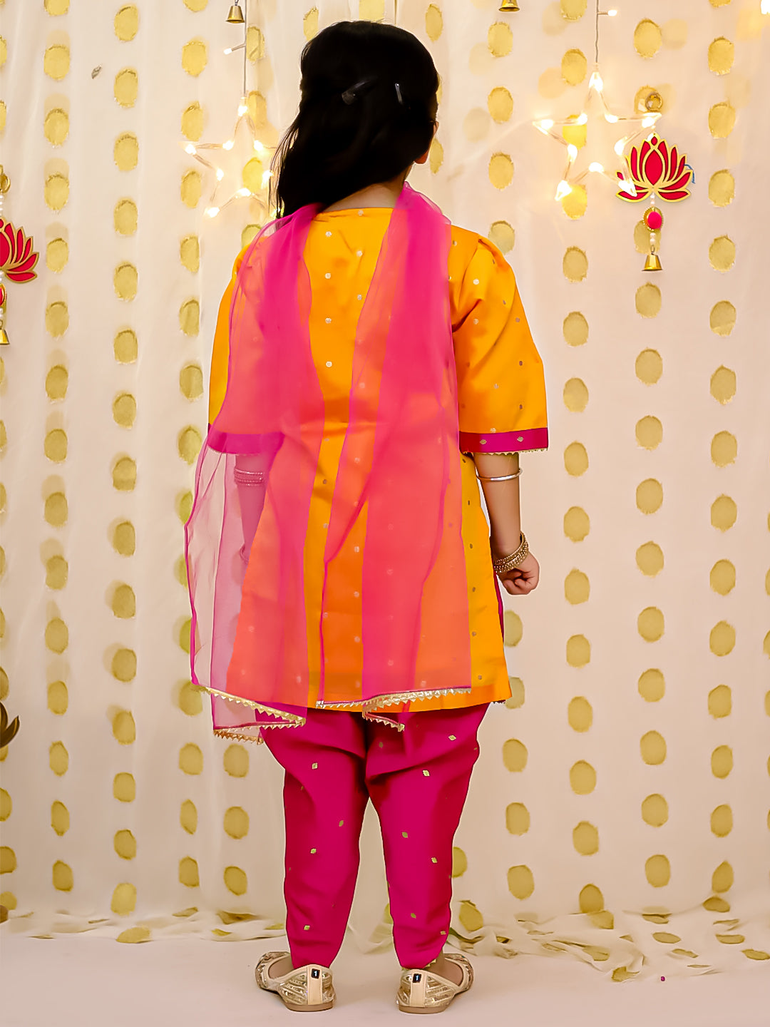 Cotton Ethnic Suit Set for Girls - Orange | BS25SU23ORA | DesiQlo