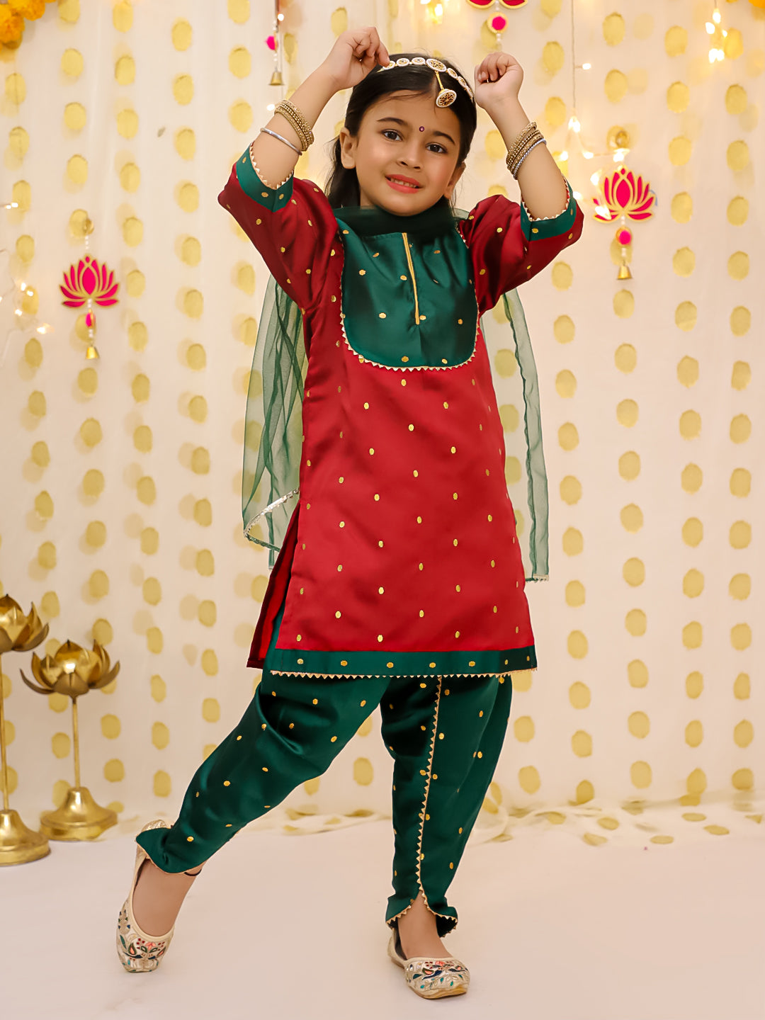 Cotton Ethnic Suit Set for Girls - Maroon | BS25SU23RDA | DesiQlo