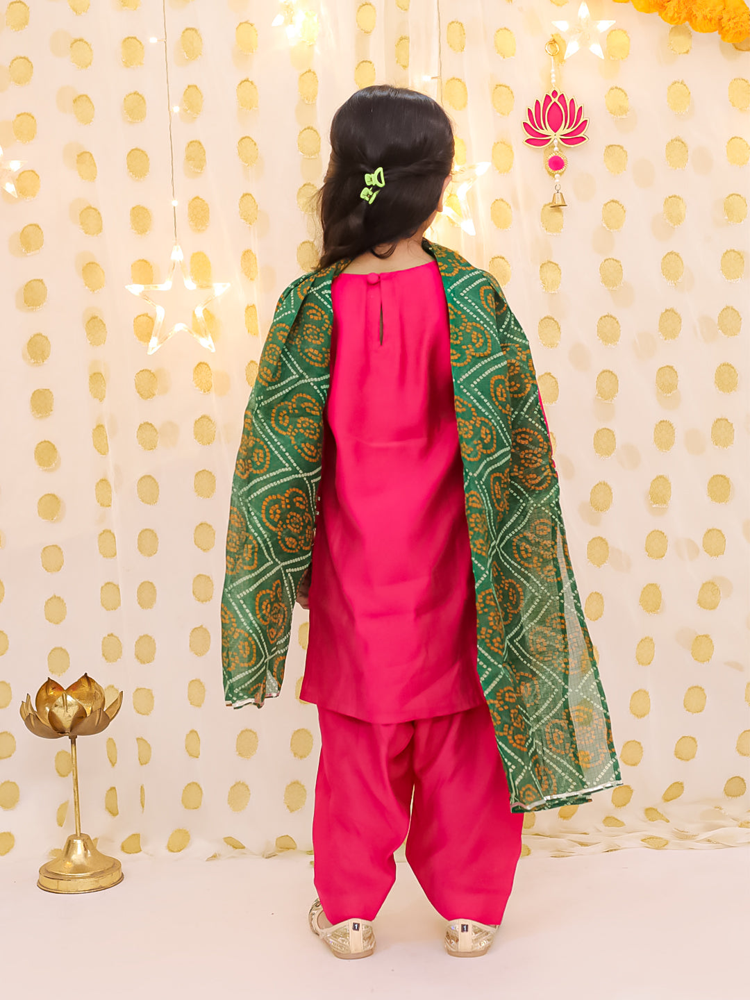 Silk Blend Ethnic Suit Set for Girls - Peach | BS25SU24PIA | DesiQlo