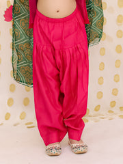 Silk Blend Ethnic Suit Set for Girls - Peach | BS25SU24PIA