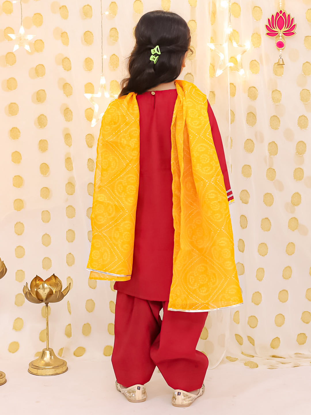 Silk Blend Ethnic Suit Set for Girls - Maroon | BS25SU24RDA | DesiQlo