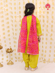Silk Blend Ethnic Suit Set for Girls - Yellow | BS25SU24YLA