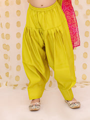 Silk Blend Ethnic Suit Set for Girls - Yellow | BS25SU24YLA