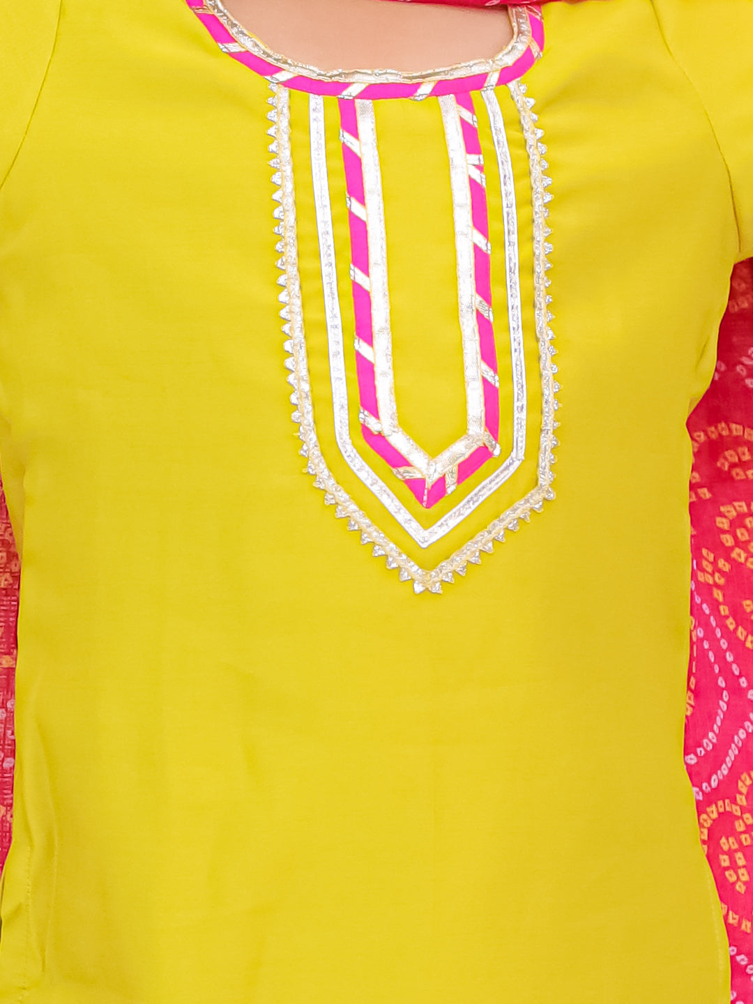 Silk Blend Ethnic Suit Set for Girls - Yellow | BS25SU24YLA | DesiQlo