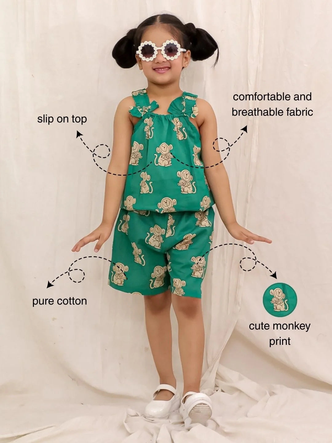 Ethnic Clothing Set for Girls - Green | BS26CS23GRA | DesiQlo