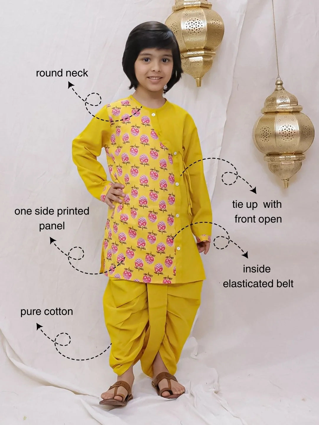 Dhoti Kurta Set for Boys - Yellow | BS26DK23YLA | DesiQlo