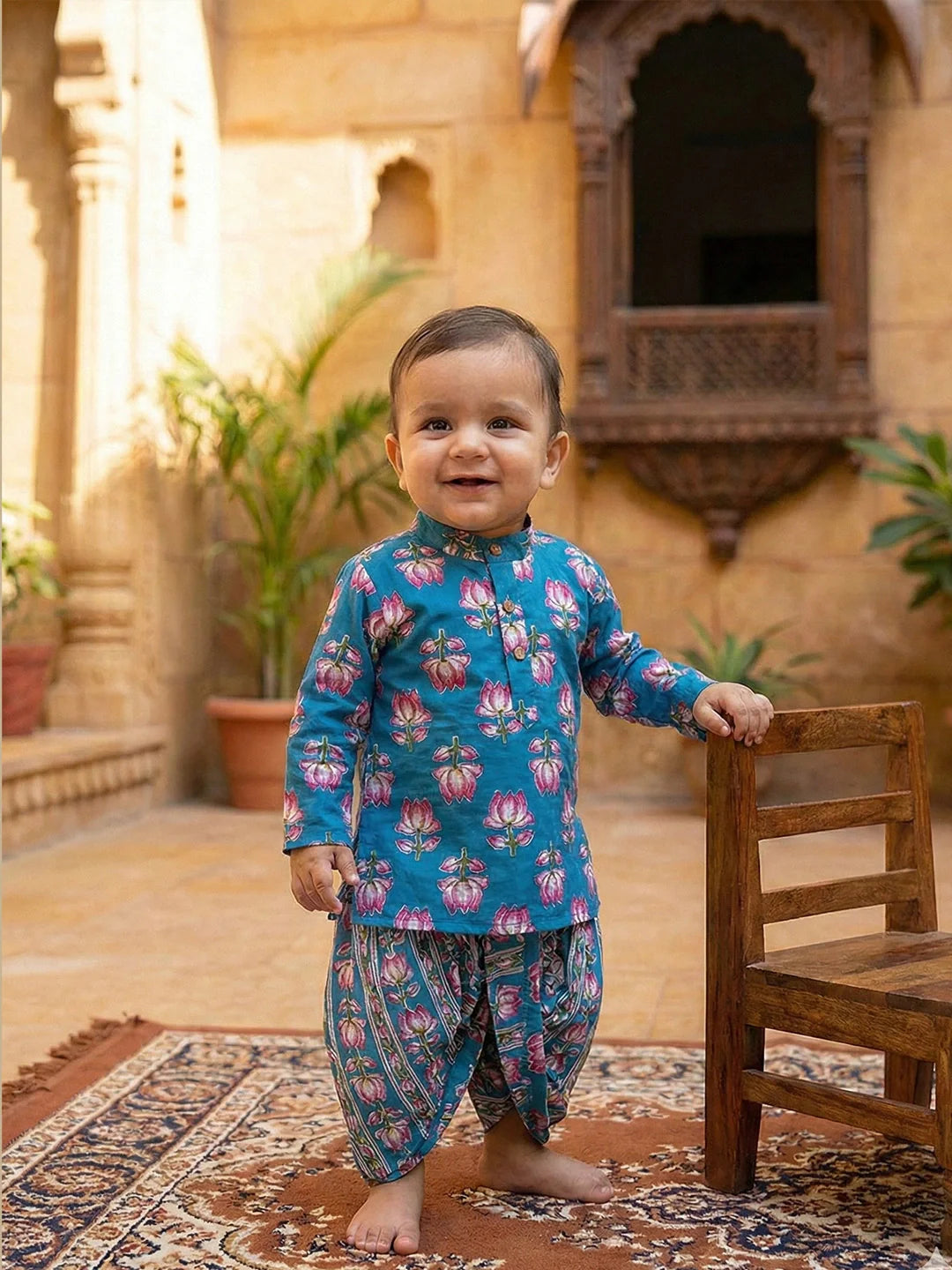 Dhoti Kurta Set for Boys - Sky Blue | BS26IN59SKA | DesiQlo