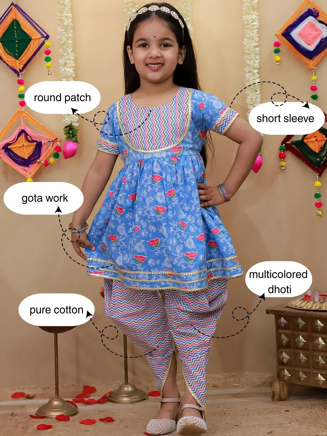 Ethnic Suit Set for Girls - Blue | BS26IW04BLA | DesiQlo