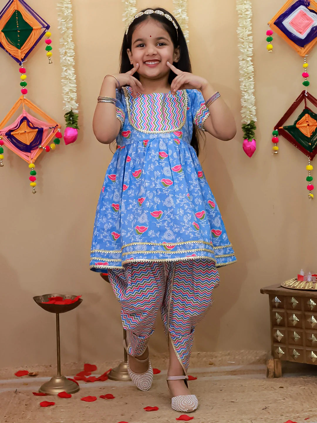 Ethnic Suit Set for Girls - Blue | BS26IW04BLA