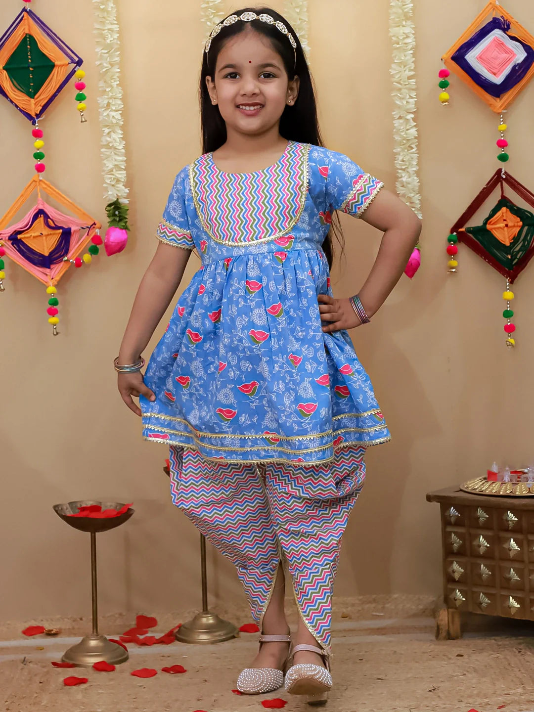 Ethnic Suit Set for Girls - Blue | BS26IW04BLA | DesiQlo