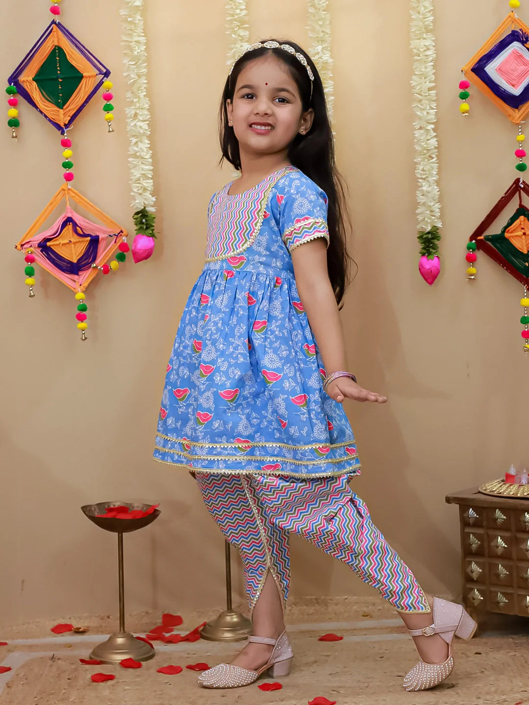 Ethnic Suit Set for Girls - Blue | BS26IW04BLA | DesiQlo