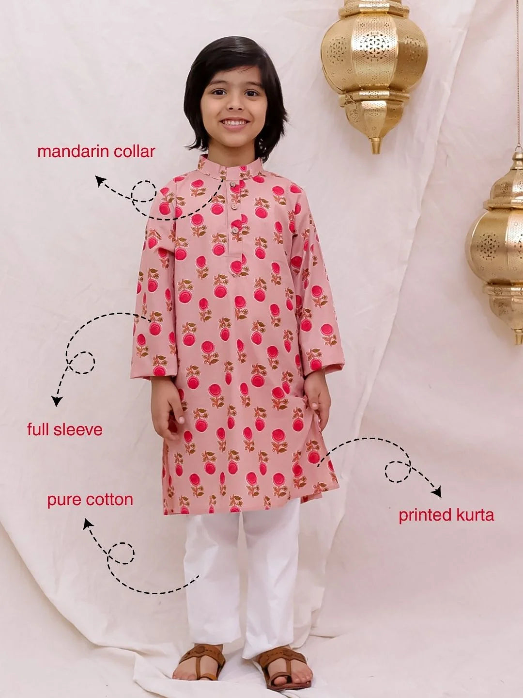 Kurta Pajama Set for Boys - Pink | BS26KP21PHA | DesiQlo