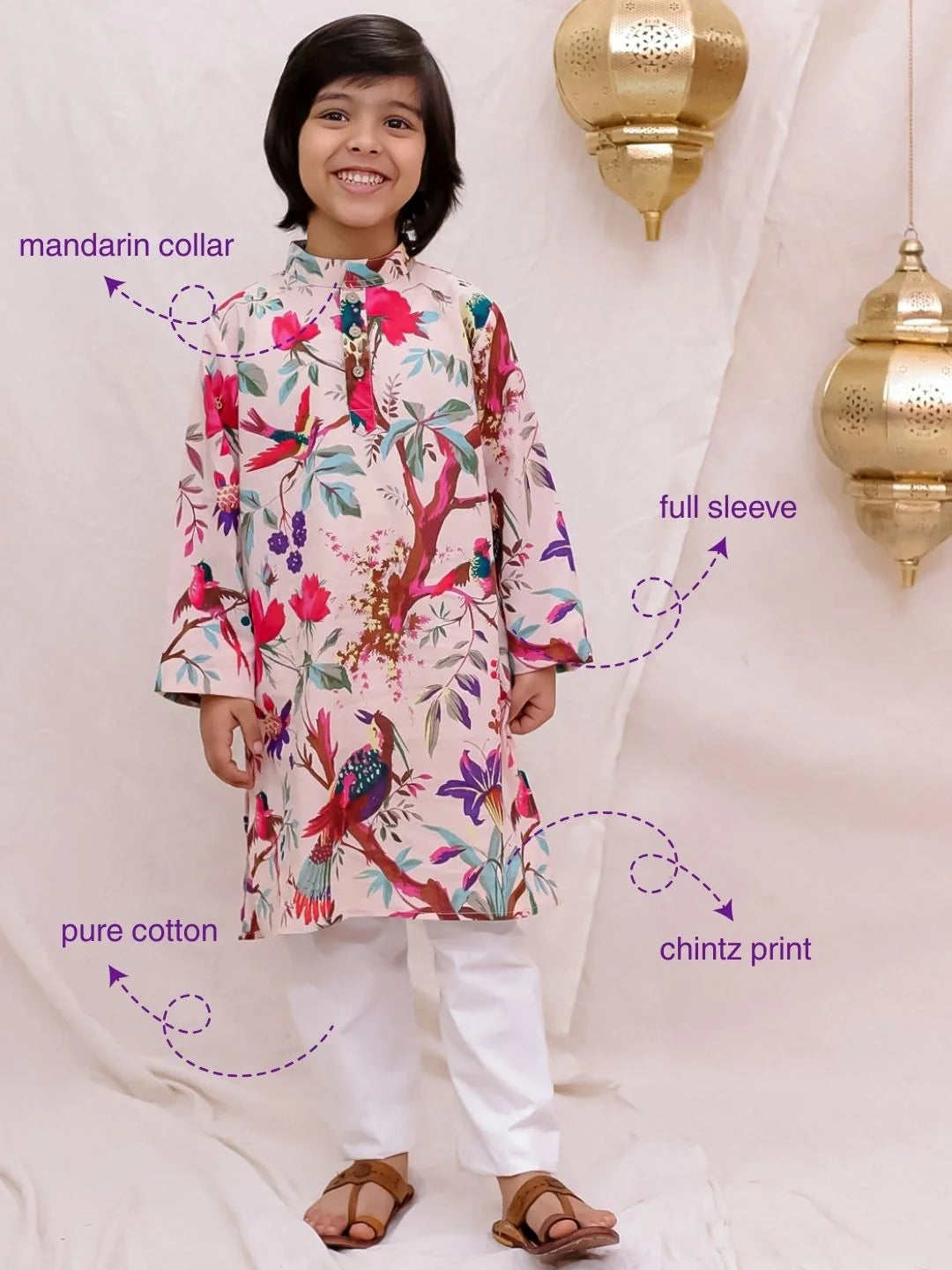 Kurta Pajama Set for Boys - Pink | BS26KP22PIA | DesiQlo