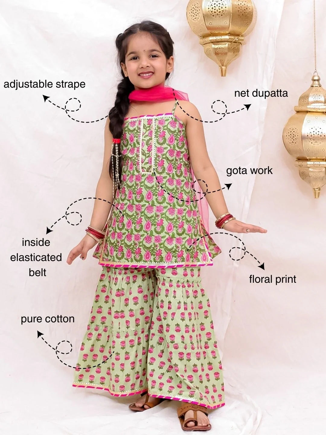 Ethnic Suit Set for Girls - White | BS26SU31GRA | DesiQlo