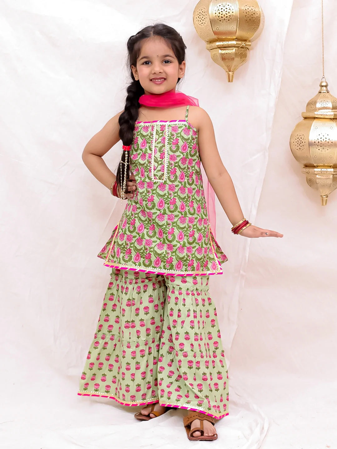 Ethnic Suit Set for Girls - White | BS26SU31GRA | DesiQlo