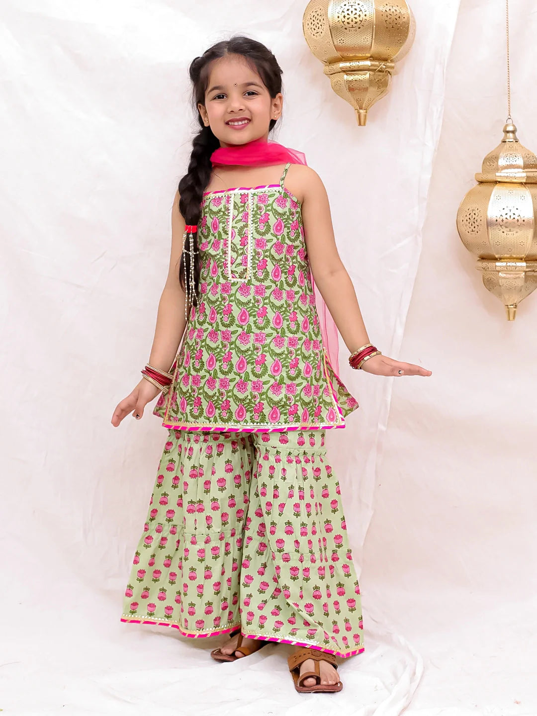 Ethnic Suit Set for Girls - White | BS26SU31GRA | DesiQlo