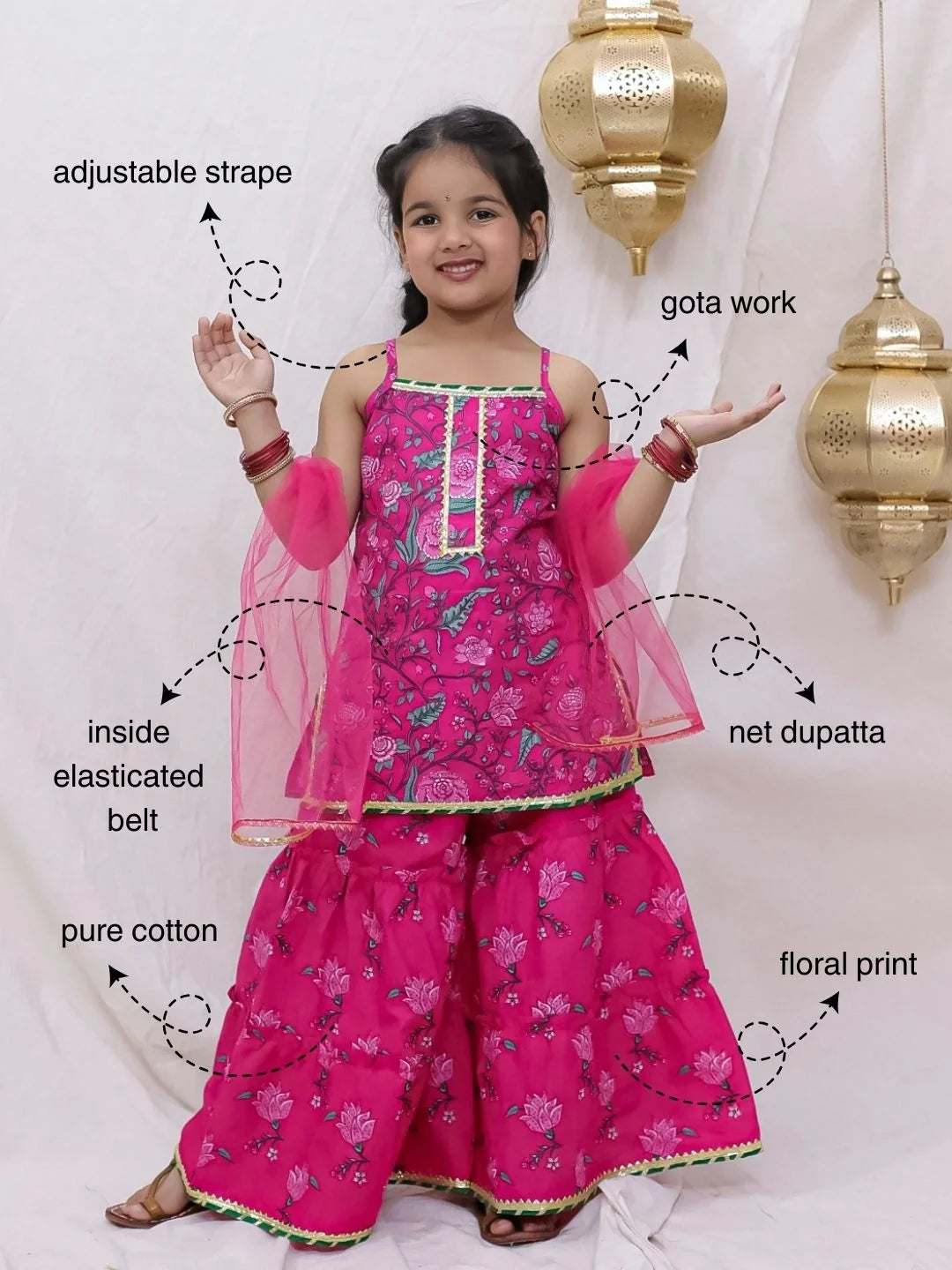 Ethnic Suit Set for Girls - Pink | BS26SU31PIA | DesiQlo