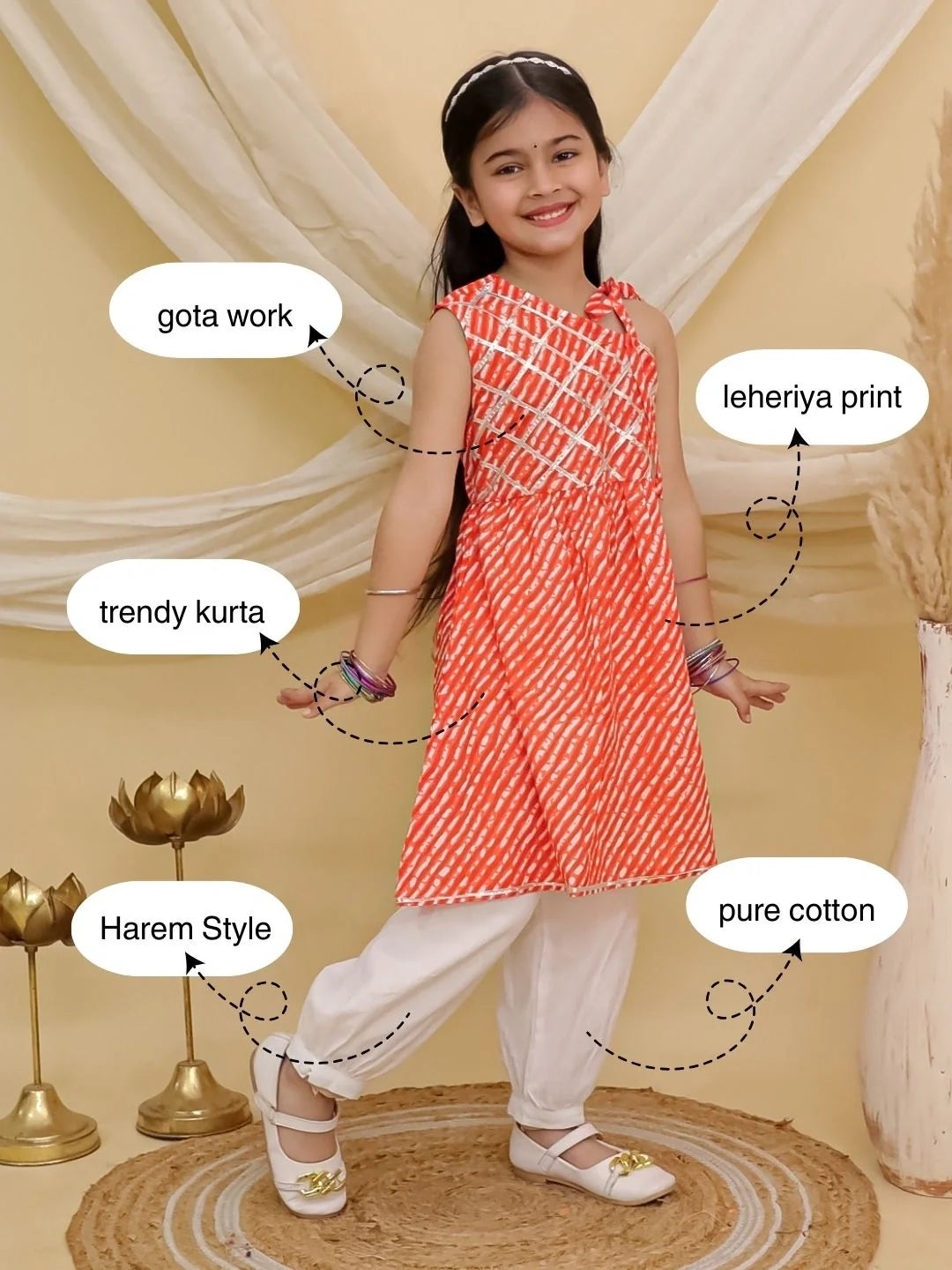 Ethnic Suit Set for Girls - Orange | BS26SU34ORA | DesiQlo